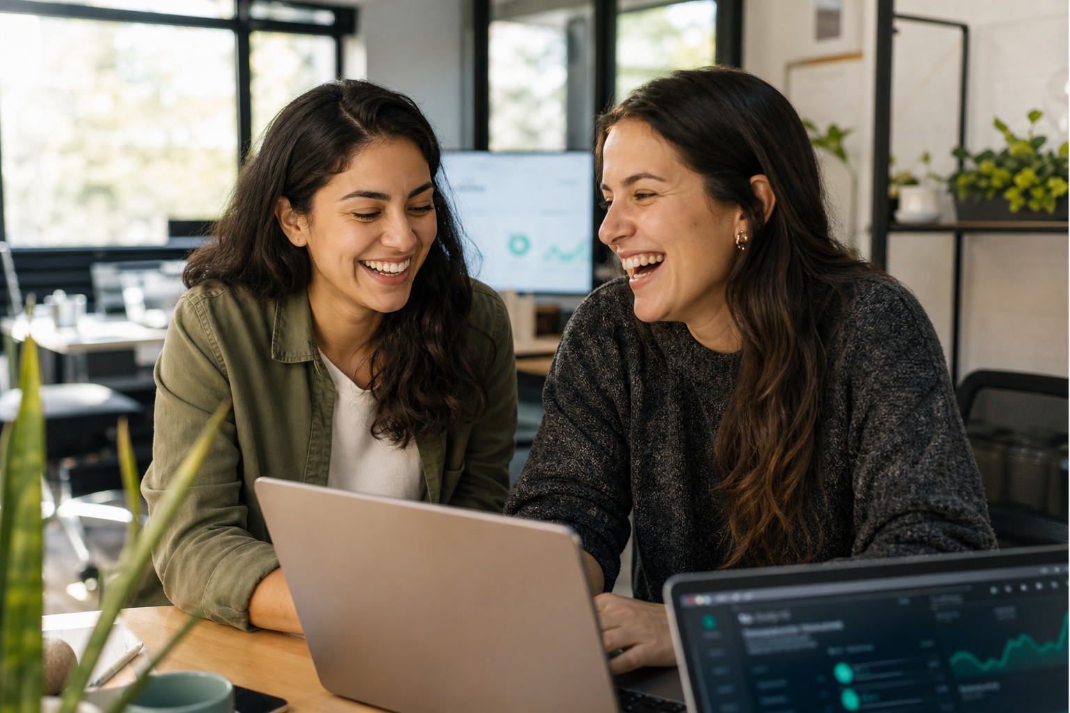 Emprendedoras del rubro tecnológico trabajando juntas en un proyecto digital